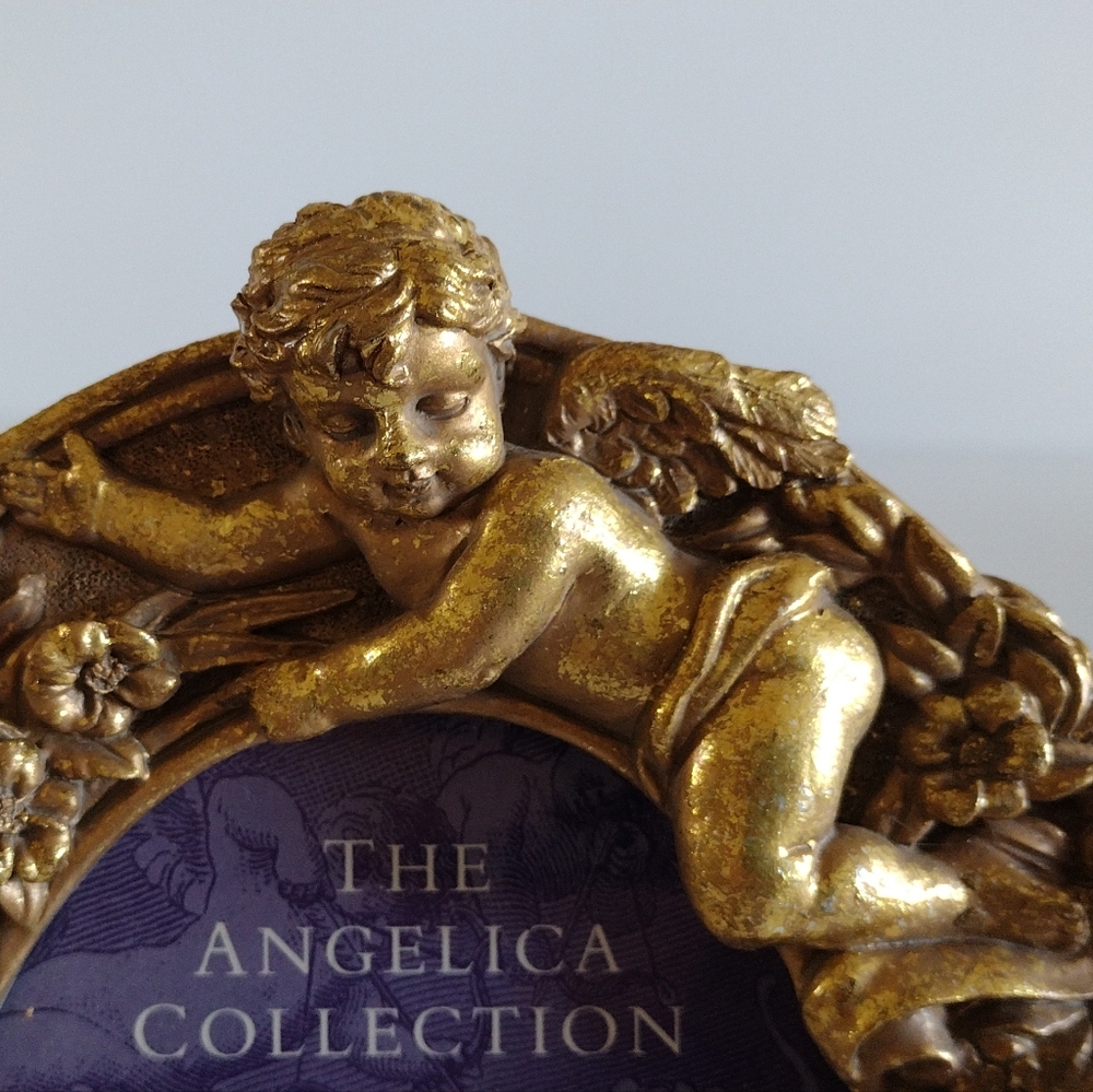 Christopher Radko Starad Angelica Collection 3D Gold Cherub Frame 3.5x5"
